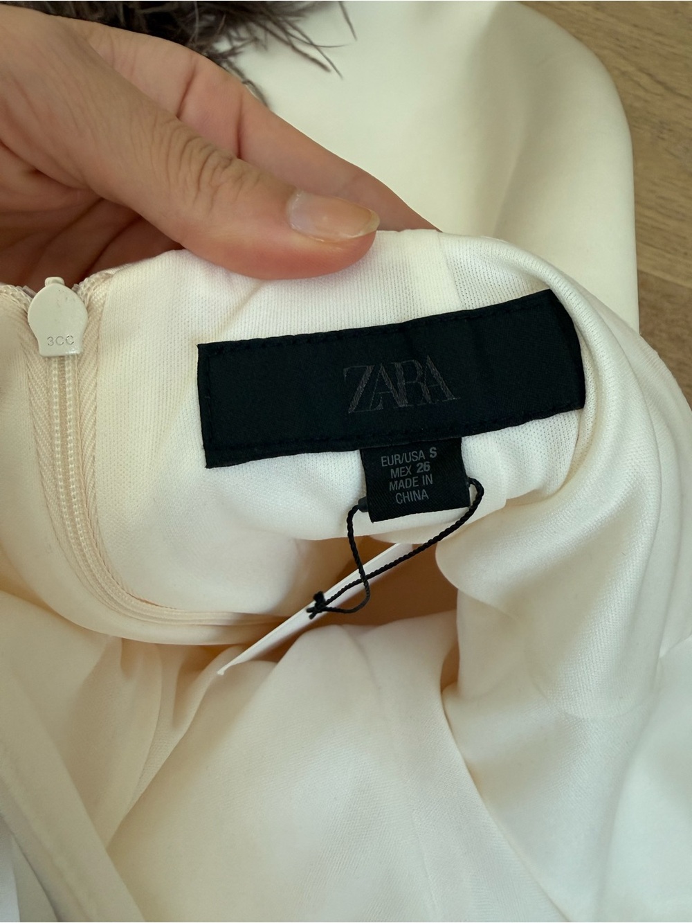 Zara Viral Feather Trim Mini Dress Ivory Brown Size S NWT - Picture 7 of 9